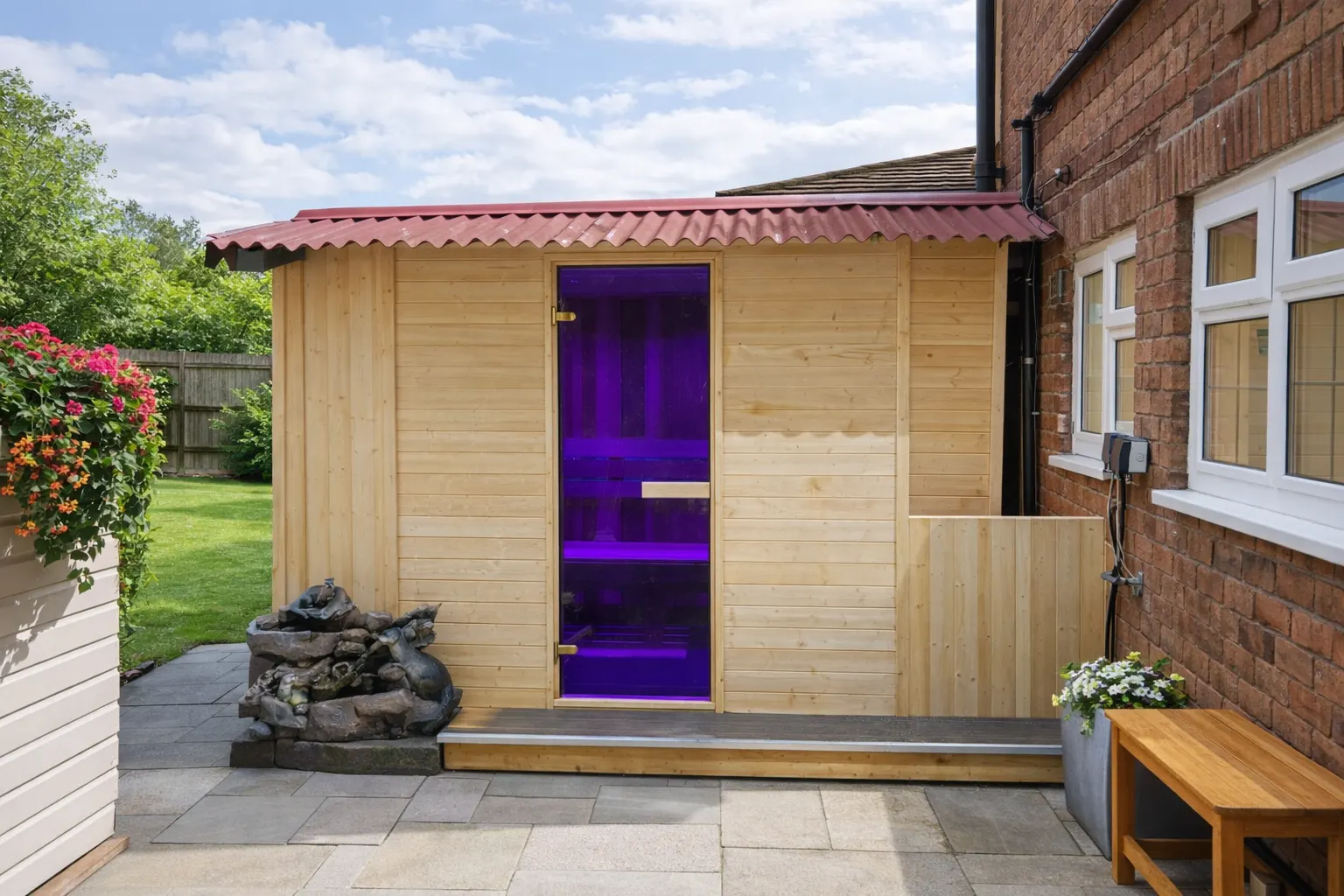 Bespoke Outdoor Sauna designed and installed by Sutton Saunas