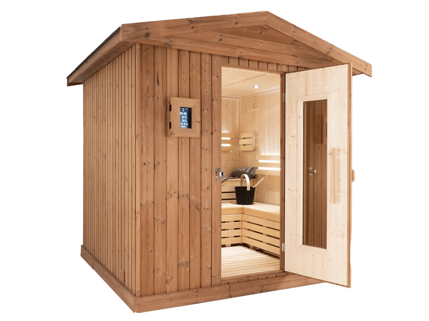 Oceanic Outdoor Sauna designed and installed by Sutton Saunas
